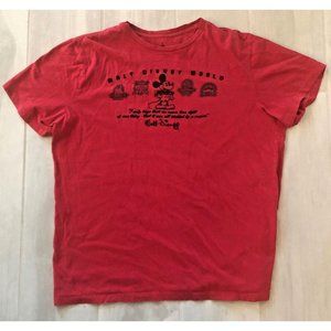 HTF DISNEY PARKS MICKEY MOUSE WALT DISNEY WORLD EMBROIDERED RED MENS XL SHIRT